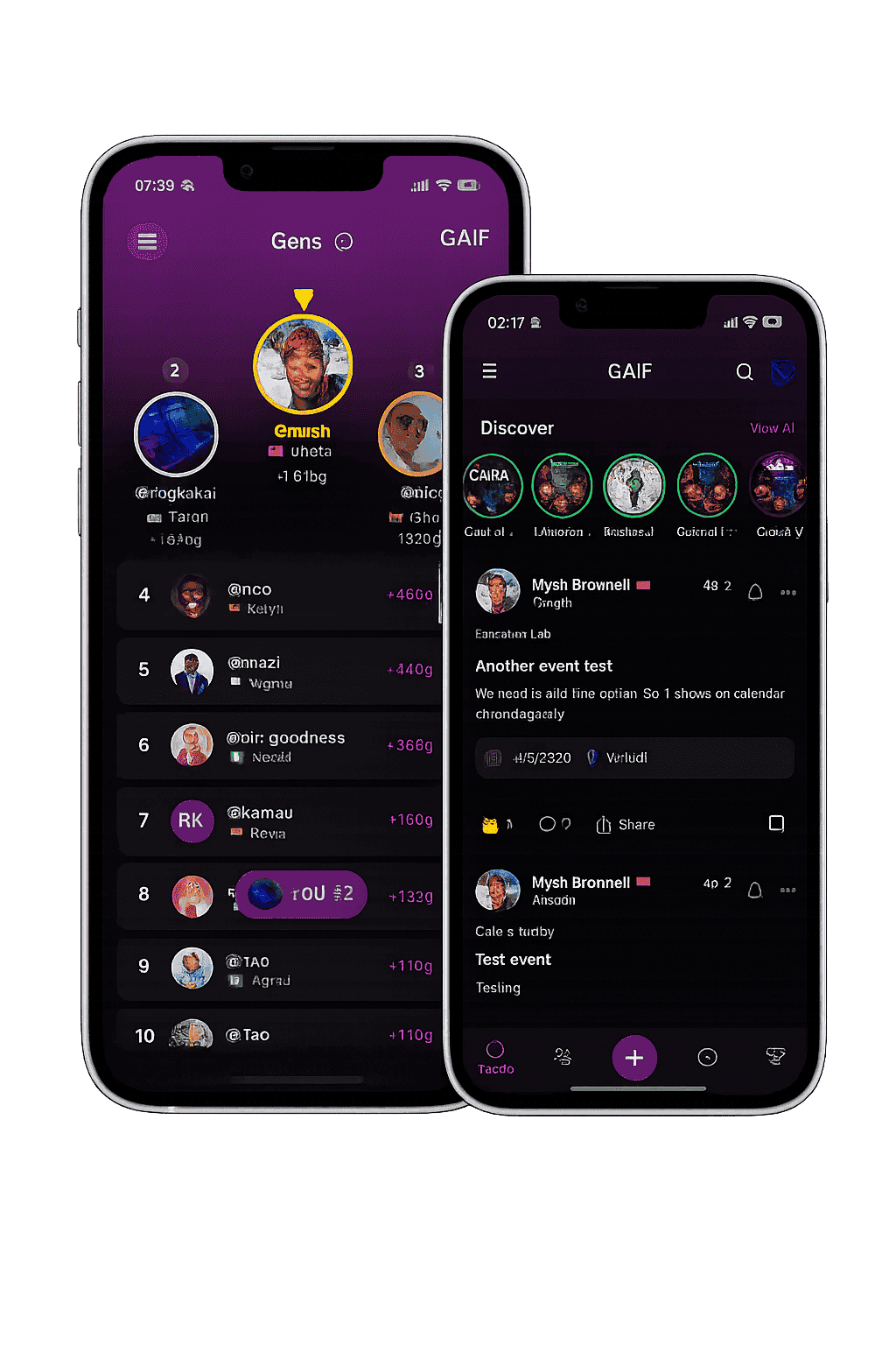 GAiF mobile app interface preview
